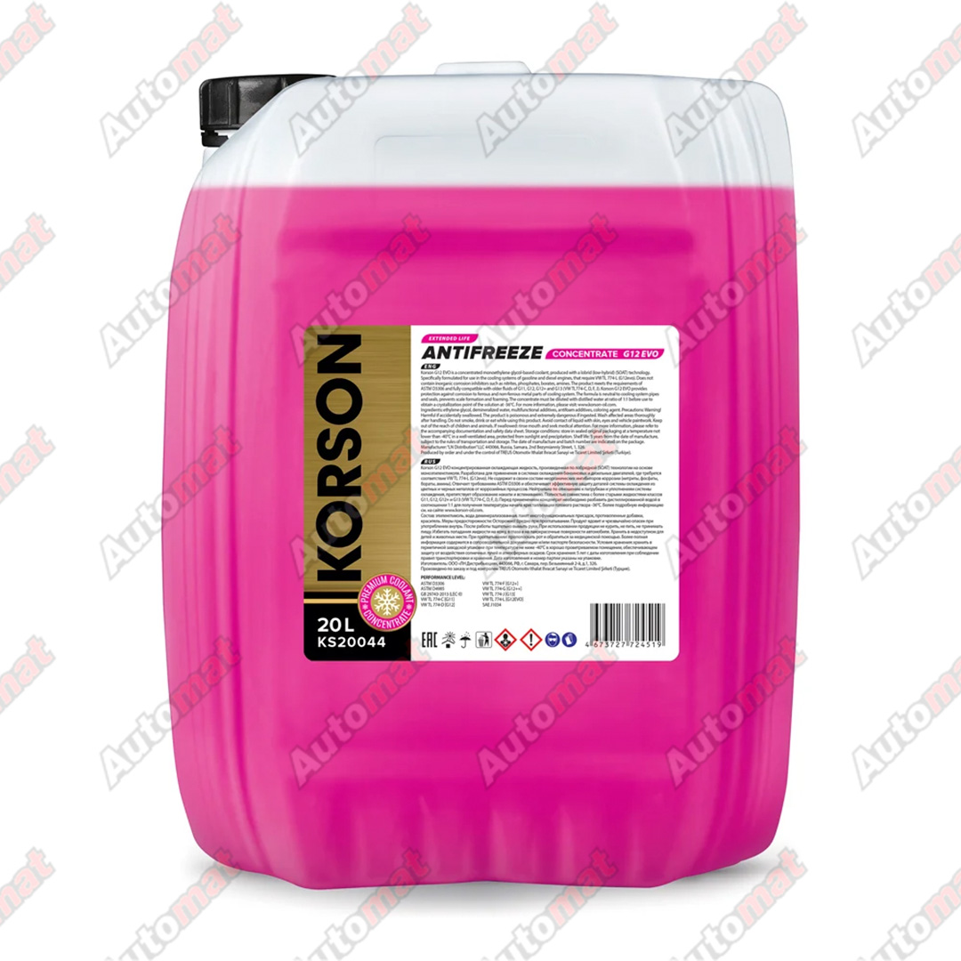 Антифриз KORSON концентрат G12 EVO розовый на розлив